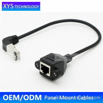 XYS TECH UP Angle RJ45 male to RJ45 female with Screws Panel Mount UTP Cat5e Patch Cord/